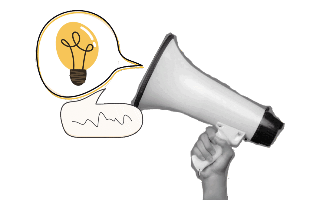 megaphone with speech bubbles